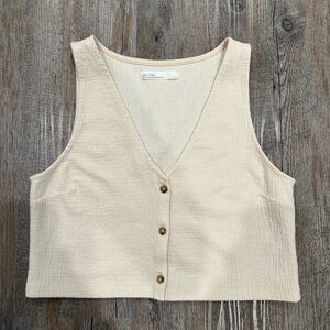 OAK + FORT Light Beige button up tank top
